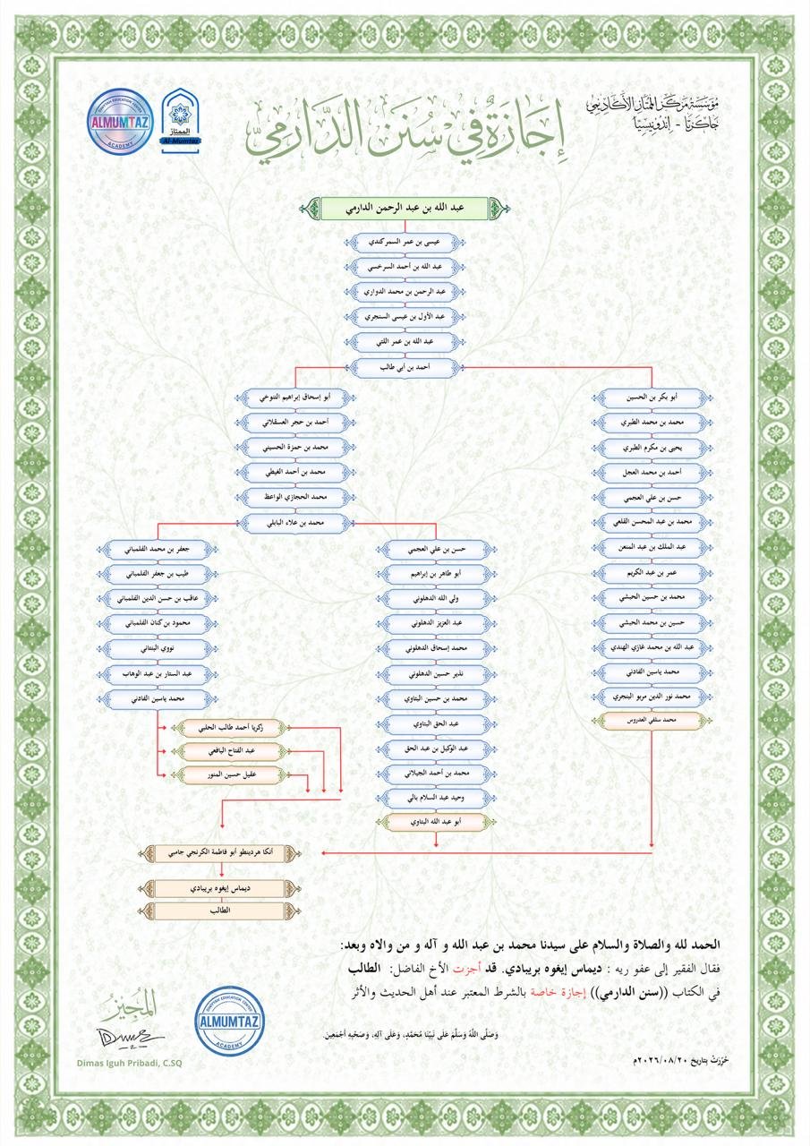 Ijazah Sanad Hadits Sunan Ad-Darimi